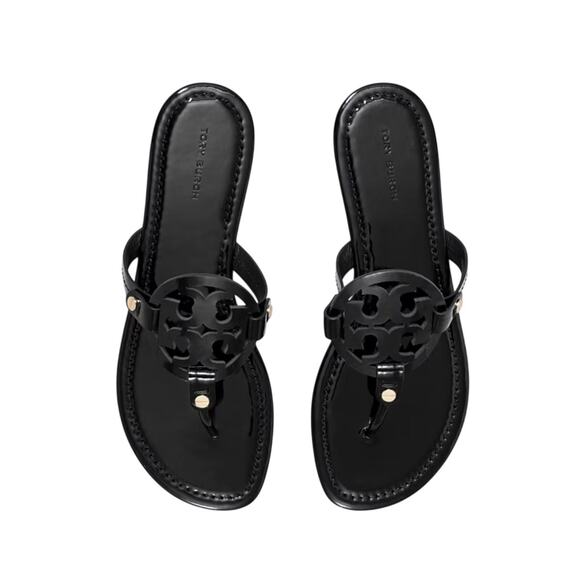 Tory Burch Miller Black Patent Sandals Size 8.5 - Picture 1 of 7
